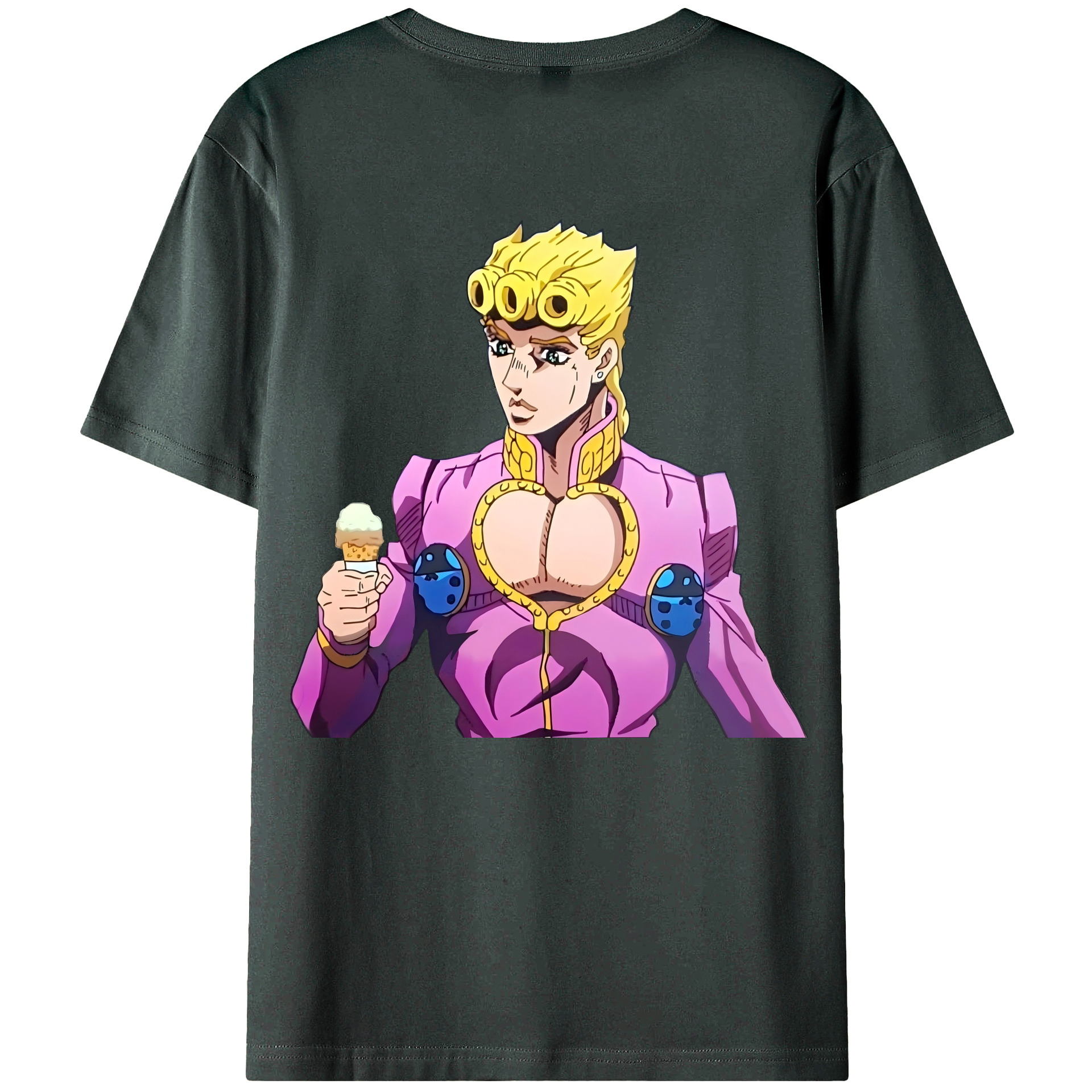 （画像用） ジョジョの奇妙な冒険 ジョルノ?ジョバァーナ JoJo's Bizarre Adventure Giorno Giovanna 綿100％ メンズ半袖Tシャツ（バックプリント） 通気性
